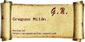 Greguss Milán névjegykártya