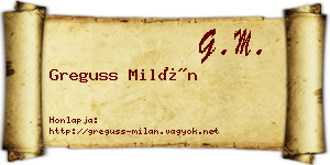 Greguss Milán névjegykártya